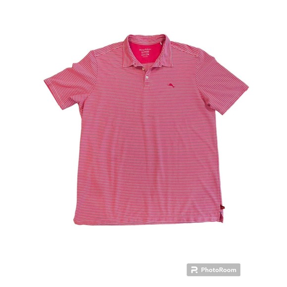 Tommy Bahama Island Zone Polo 3XLT Pink Stripe Cotton Blend - Picture 1 of 7